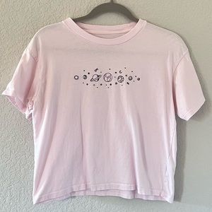 AE American Eagle Pink Space Graphic T-Shirt Small